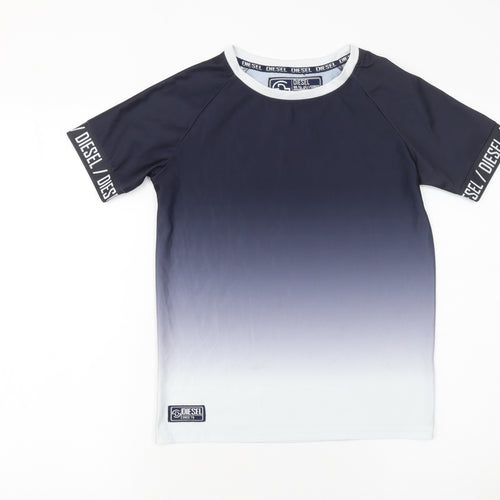 Diesel Boys Blue Ombre Logo Short Sleeve Polyester T-Shirt 11-12 Years