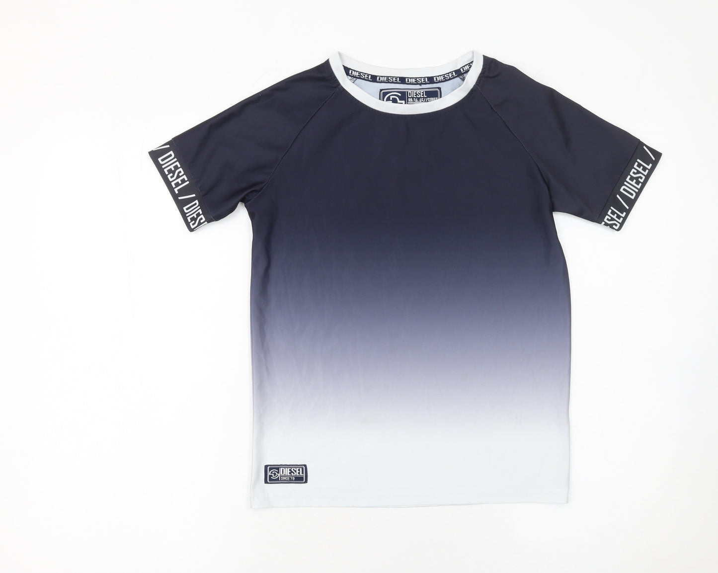 Diesel Boys Blue Ombre Logo Short Sleeve Polyester T-Shirt 11-12 Years