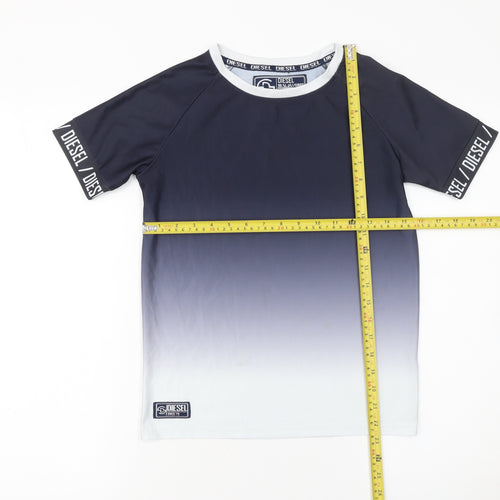 Diesel Boys Blue Ombre Logo Short Sleeve Polyester T-Shirt 11-12 Years