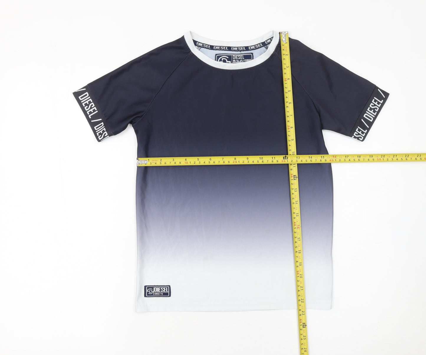 Diesel Boys Blue Ombre Logo Short Sleeve Polyester T-Shirt 11-12 Years