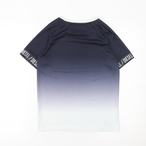 Diesel Boys Blue Ombre Logo Short Sleeve Polyester T-Shirt 11-12 Years
