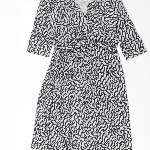 Avoca Anthology Women’s Black Geometric Wrap Dress Size 8
