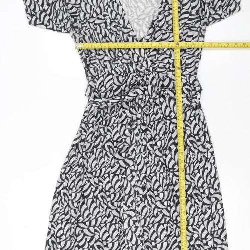 Avoca Anthology Women’s Black Geometric Wrap Dress Size 8