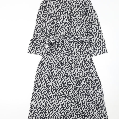 Avoca Anthology Women’s Black Geometric Wrap Dress Size 8