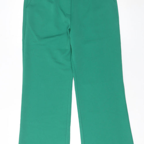Goa Goa Women's Green Wide-Leg Stretch Crepe Trousers Size M