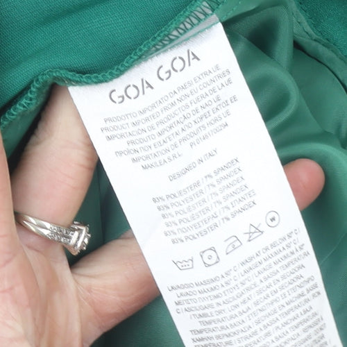 Goa Goa Women's Green Wide-Leg Stretch Crepe Trousers Size M
