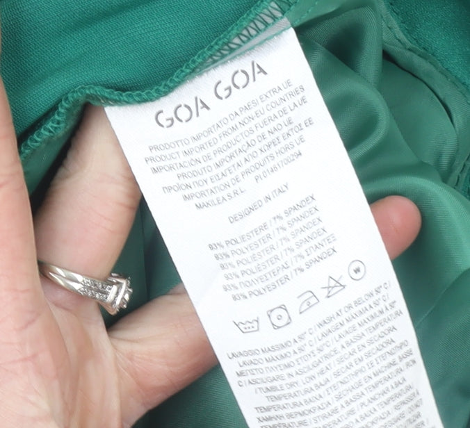 Goa Goa Women's Green Wide-Leg Stretch Crepe Trousers Size M