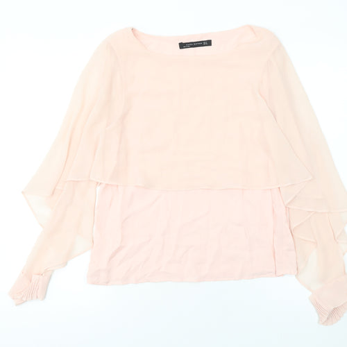 Zara Woman Pink Chiffon Layered Tunic Blouse Size 10