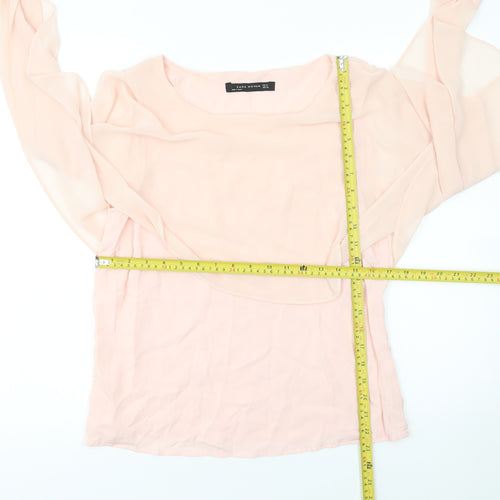 Zara Woman Pink Chiffon Layered Tunic Blouse Size 10