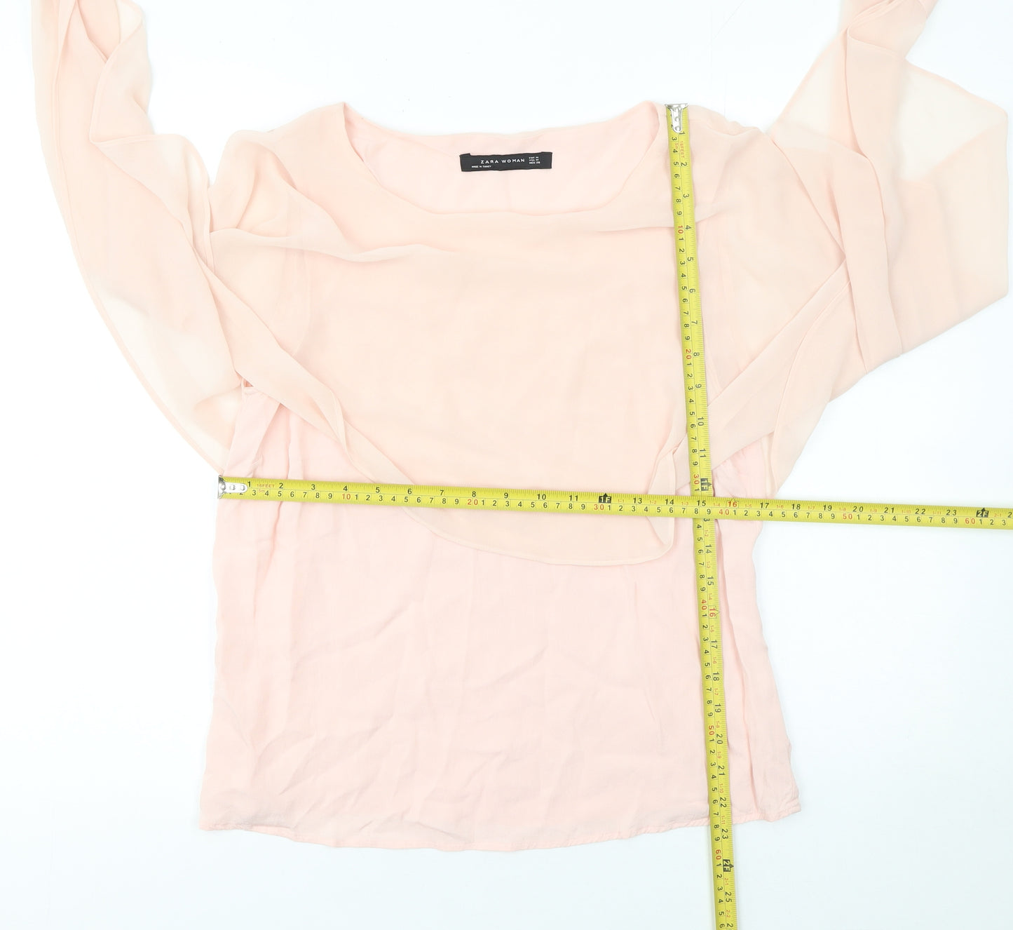 Zara Woman Pink Chiffon Layered Tunic Blouse Size 10