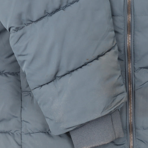 Dunnes Stores Women Blue XL Long Puffer Coat Hooded Winter Jacket