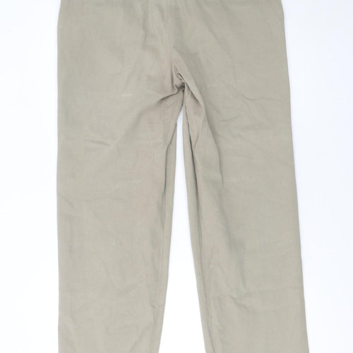 GB Men's Beige Cotton Chino Trousers 34L Pleated Front Regular Fit