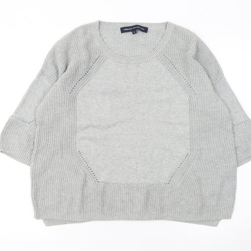 French Connection Women's Grey Cotton Knit Pullover Jumper M