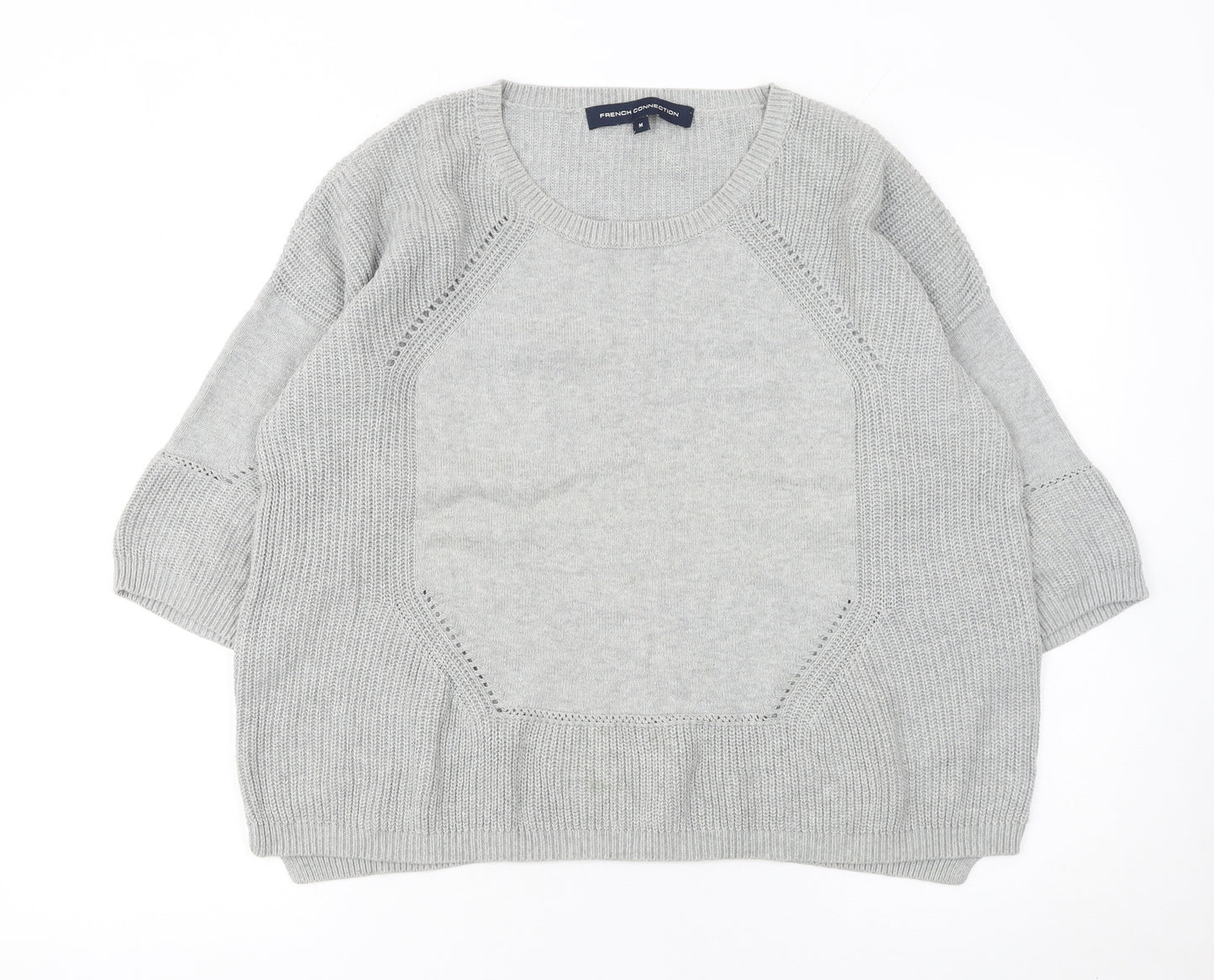 French Connection Women's Grey Cotton Knit Pullover Jumper M