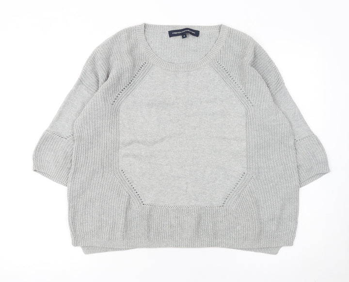 French Connection Women's Grey Cotton Knit Pullover Jumper M