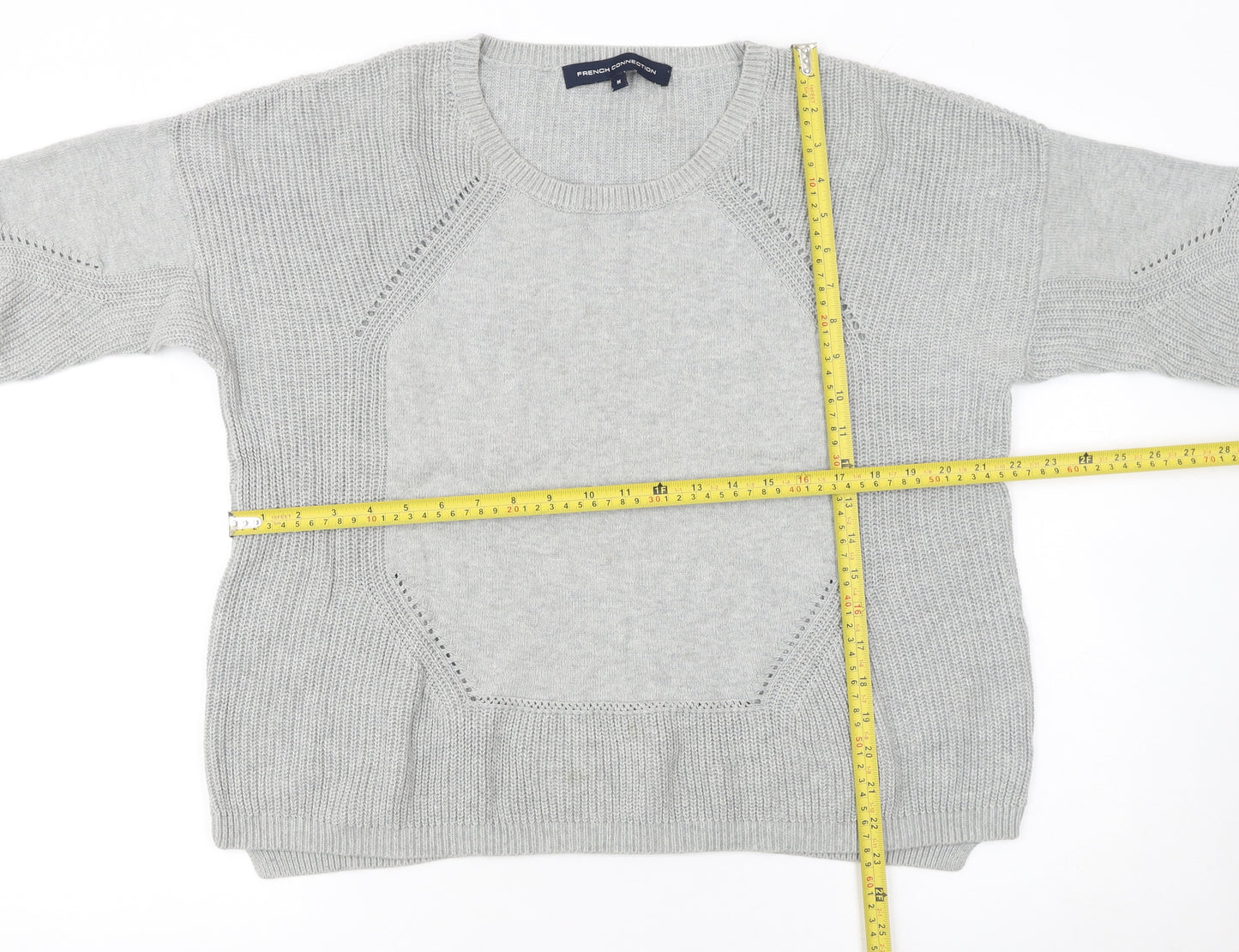 French Connection Women's Grey Cotton Knit Pullover Jumper M
