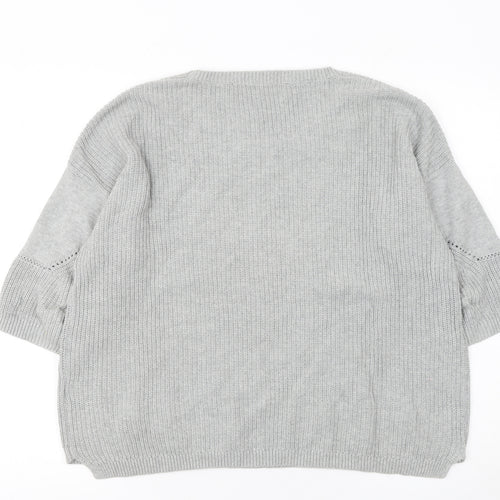 French Connection Women's Grey Cotton Knit Pullover Jumper M