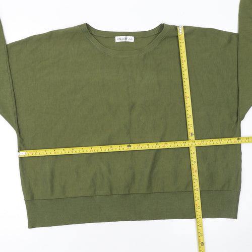 Gallery Women Green XL Viscose Knit Crew Neck Long Sleeve Jumper