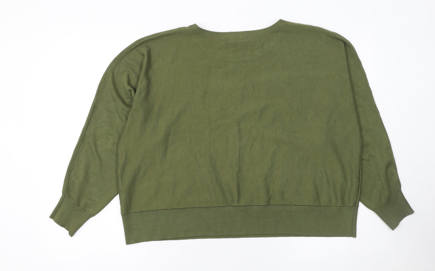 Gallery Women Green XL Viscose Knit Crew Neck Long Sleeve Jumper