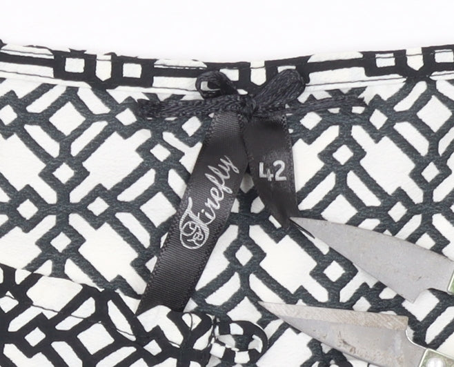 Firefly Women Black Geometric Shift Dress Size 14 3/4 Sleeve