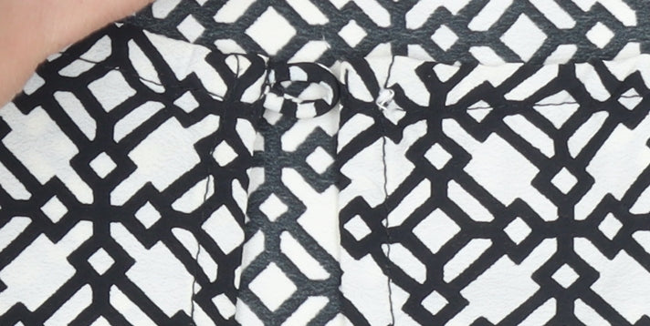 Firefly Women Black Geometric Shift Dress Size 14 3/4 Sleeve