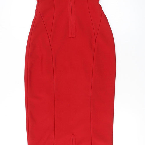 River Island Women’s Red Off Shoulder Bodycon Midi Dress UK 6