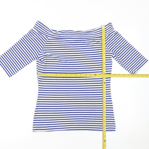 Matalan Women’s Blue Striped Off Shoulder Knit T-Shirt Size 10