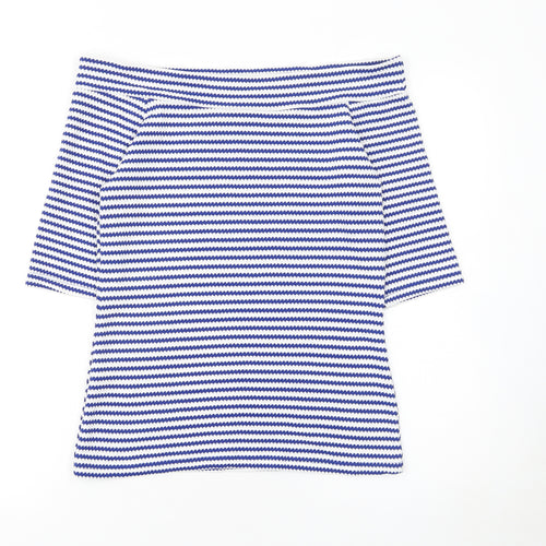 Matalan Women’s Blue Striped Off Shoulder Knit T-Shirt Size 10