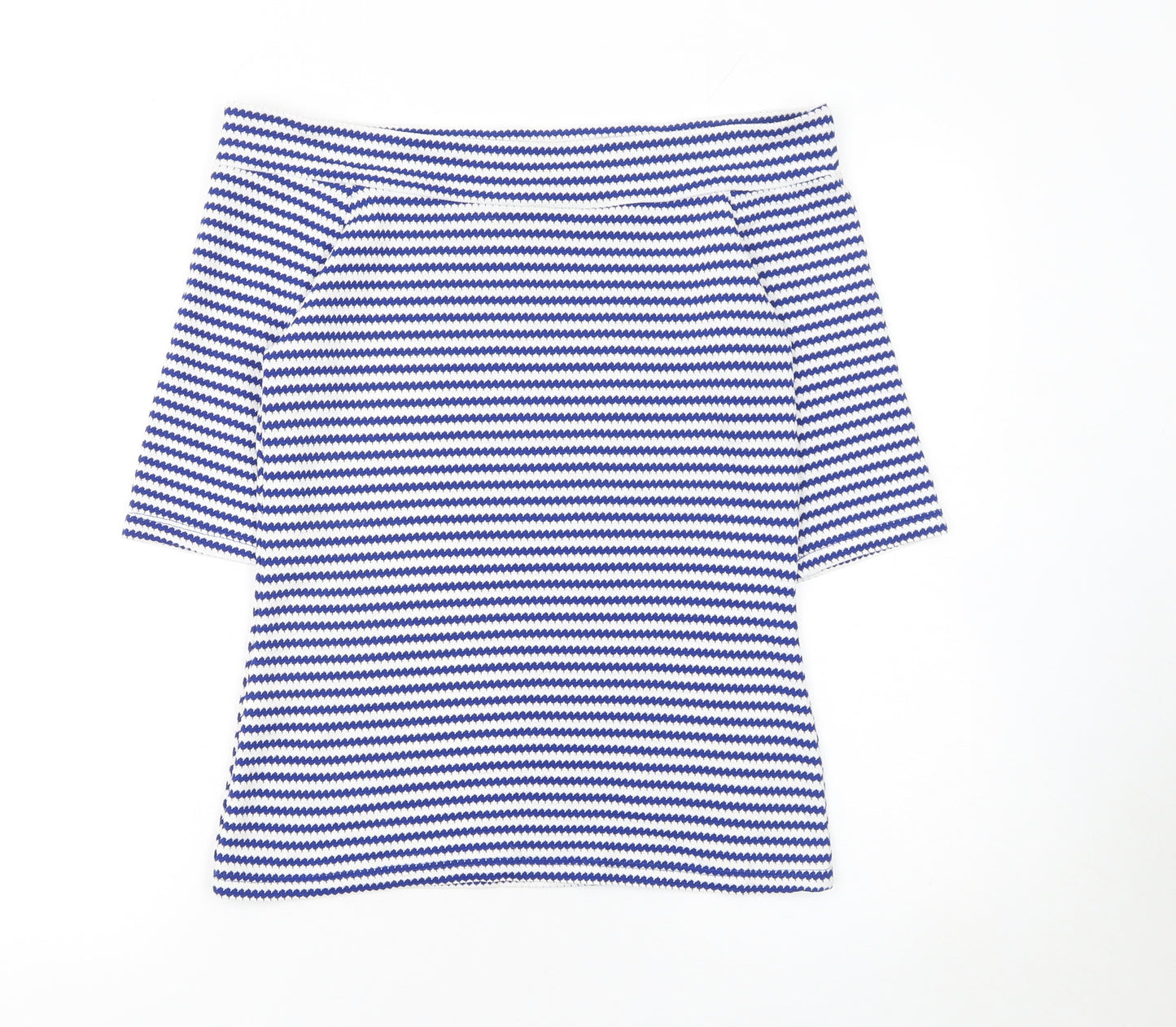 Matalan Women’s Blue Striped Off Shoulder Knit T-Shirt Size 10