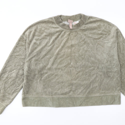H&M Women’s Beige Velour Pullover Sweatshirt Size 12 UK