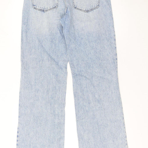 Stradivarius Women’s Blue Distressed Straight Jeans UK 8