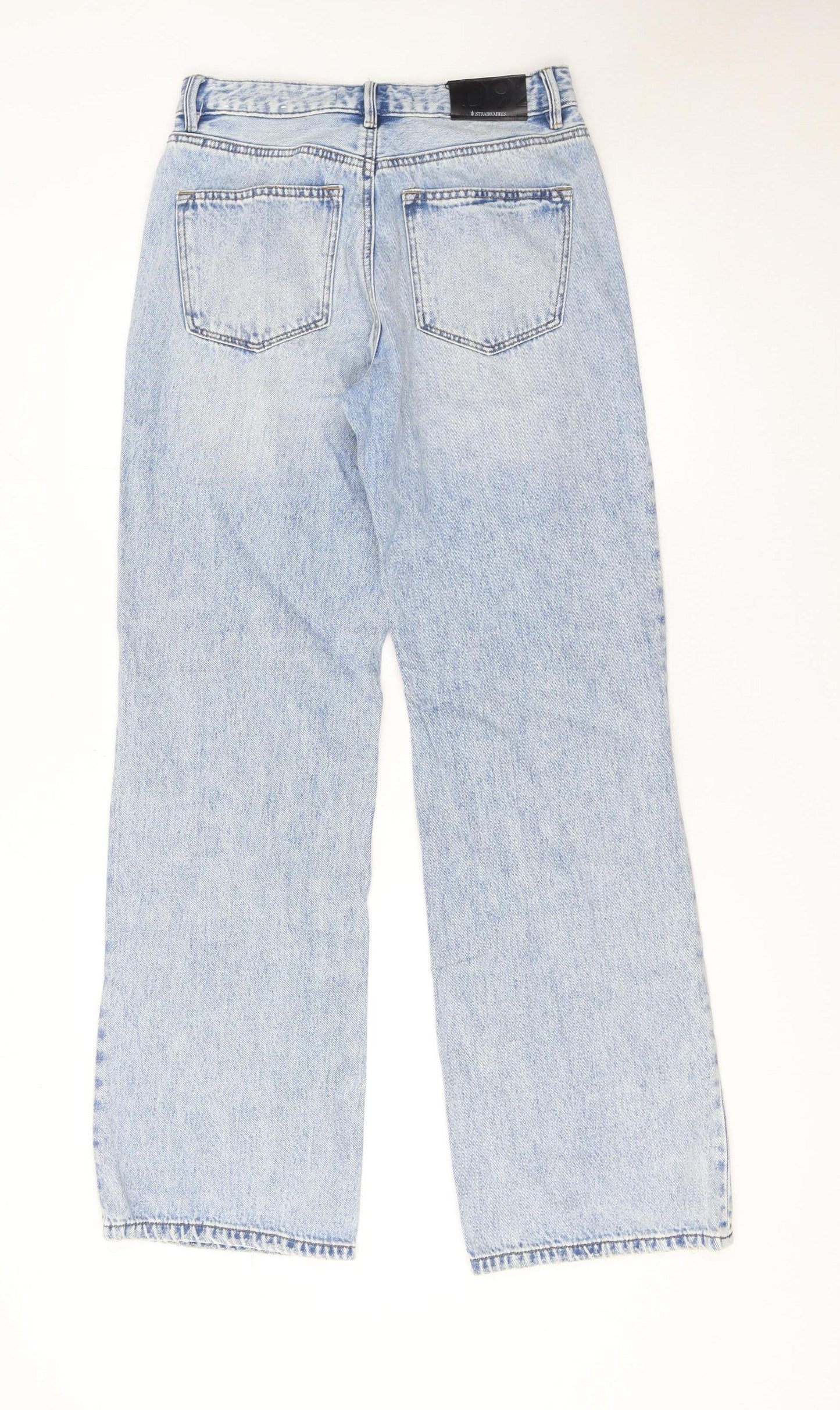 Stradivarius Women’s Blue Distressed Straight Jeans UK 8