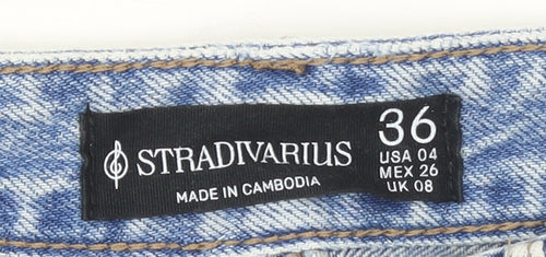 Stradivarius Women’s Blue Distressed Straight Jeans UK 8