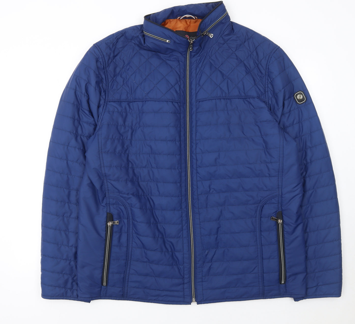 Gate One Men's Blue Quilted Mid-Length Jacket Size 56 Regular Fit