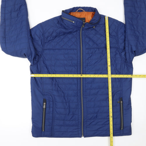 Gate One Men's Blue Quilted Mid-Length Jacket Size 56 Regular Fit