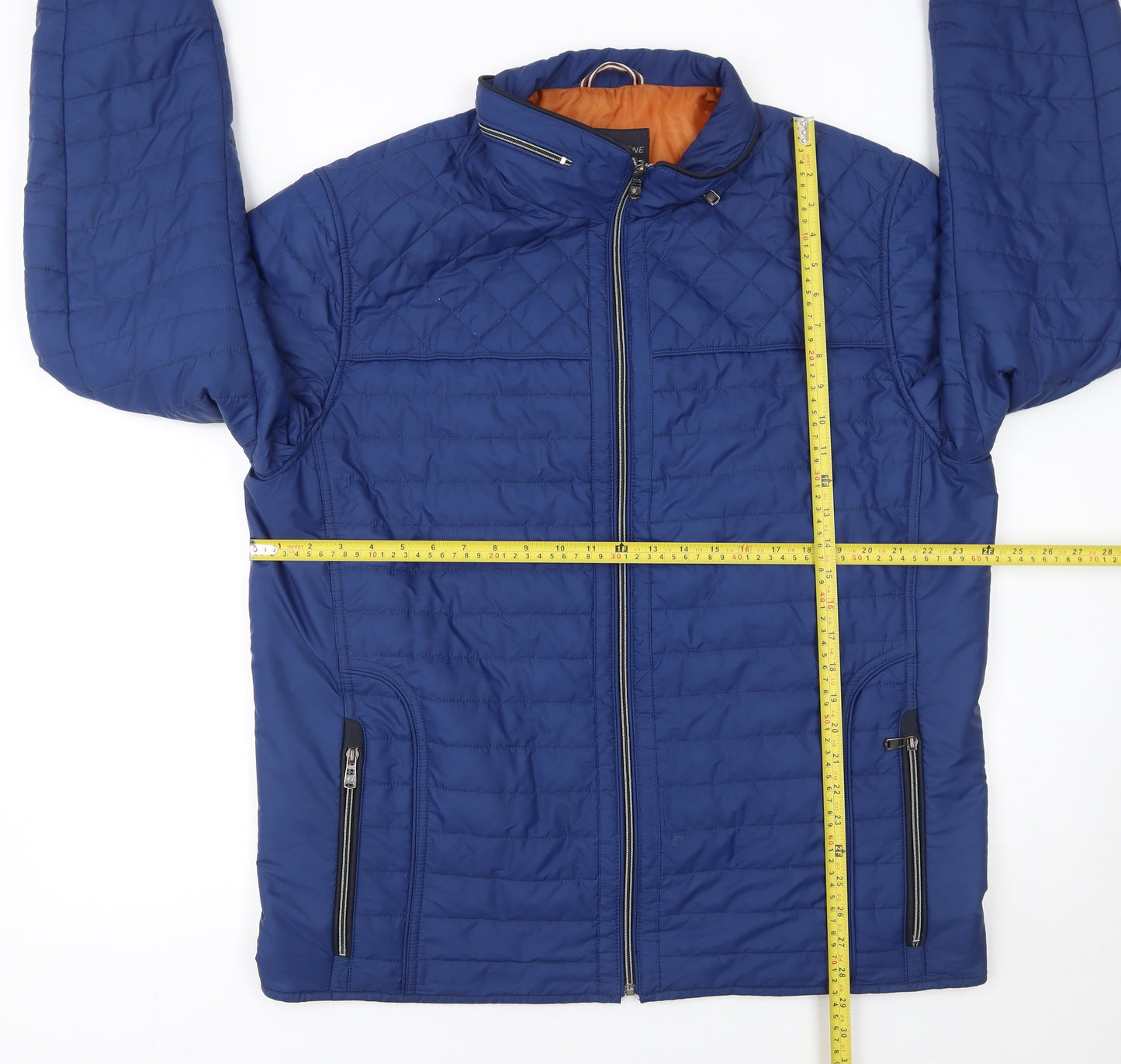 Gate One Men's Blue Quilted Mid-Length Jacket Size 56 Regular Fit
