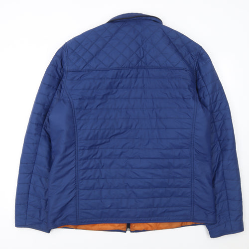 Gate One Men's Blue Quilted Mid-Length Jacket Size 56 Regular Fit