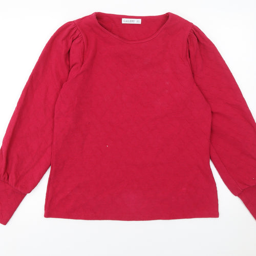 Gallery Women’s Red Long Sleeve Cotton Blend Jersey Blouse Size 12