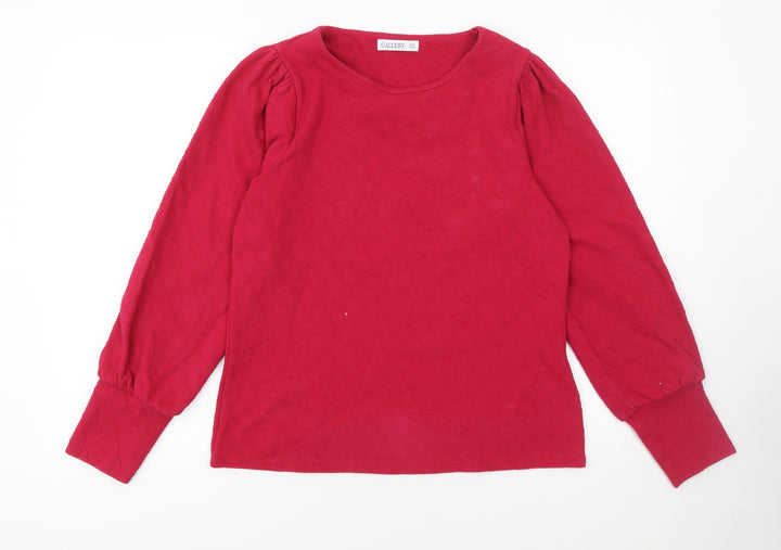 Gallery Women’s Red Long Sleeve Cotton Blend Jersey Blouse Size 12