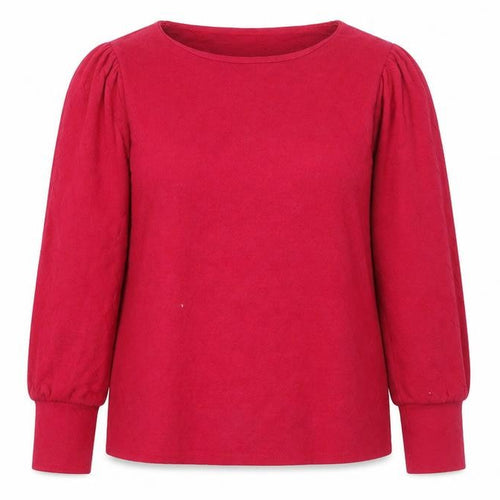 Gallery Women’s Red Long Sleeve Cotton Blend Jersey Blouse Size 12
