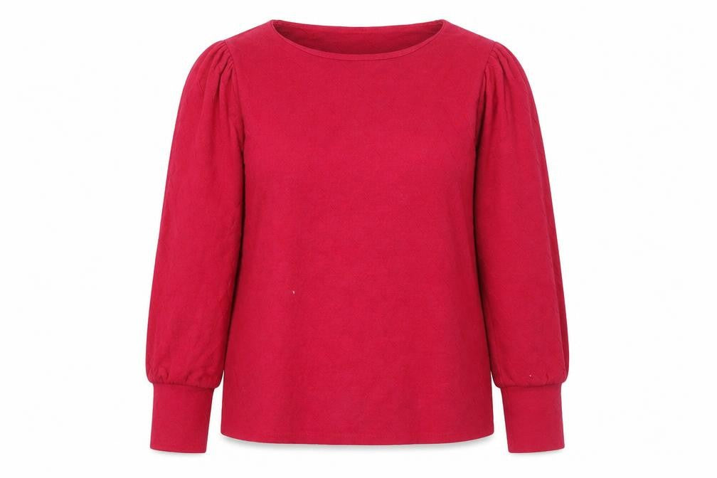 Gallery Women’s Red Long Sleeve Cotton Blend Jersey Blouse Size 12