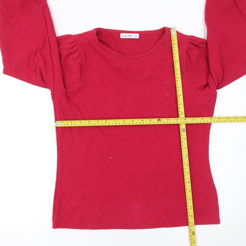 Gallery Women’s Red Long Sleeve Cotton Blend Jersey Blouse Size 12