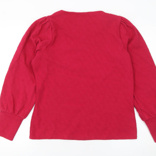 Gallery Women’s Red Long Sleeve Cotton Blend Jersey Blouse Size 12