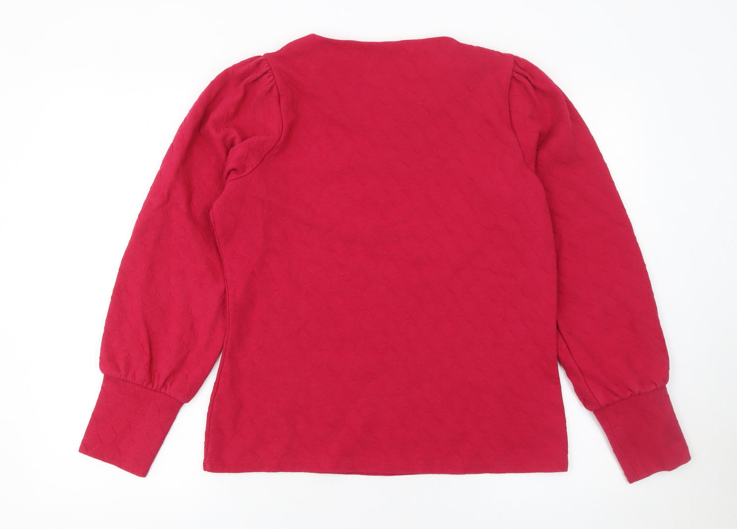 Gallery Women’s Red Long Sleeve Cotton Blend Jersey Blouse Size 12