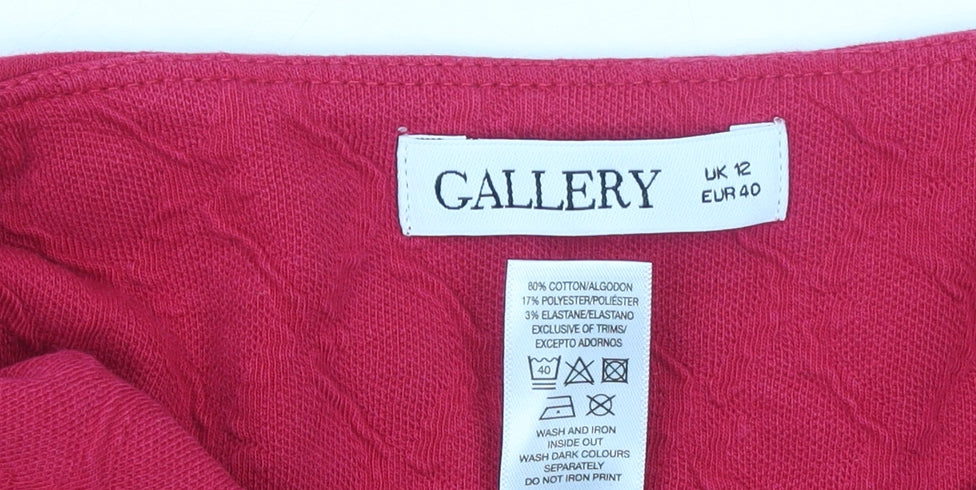Gallery Women’s Red Long Sleeve Cotton Blend Jersey Blouse Size 12