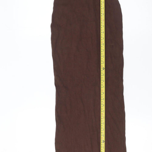 Bershka Women Brown Strapless Bodycon Maxi Dress Size S