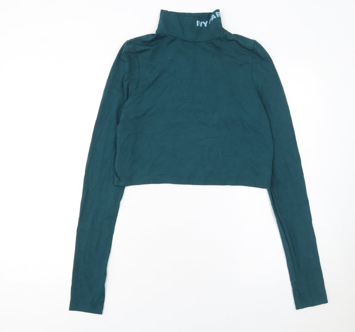 IVY PARK Womens Green Cropped Long Sleeve Roll Neck Top L