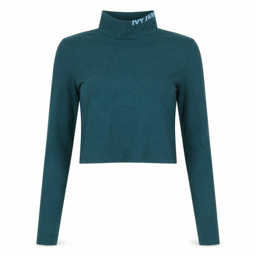 IVY PARK Womens Green Cropped Long Sleeve Roll Neck Top L