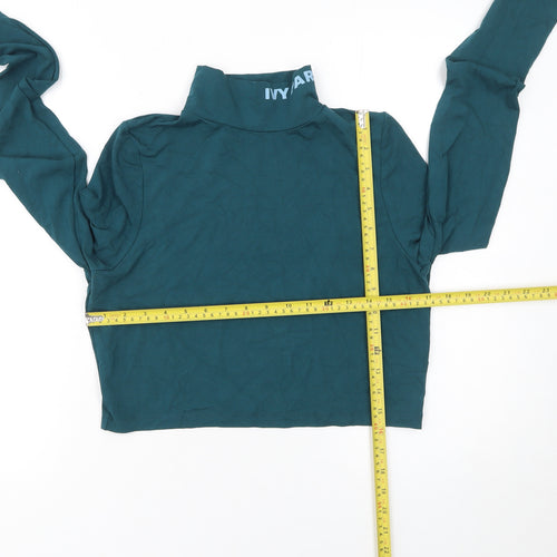 IVY PARK Womens Green Cropped Long Sleeve Roll Neck Top L
