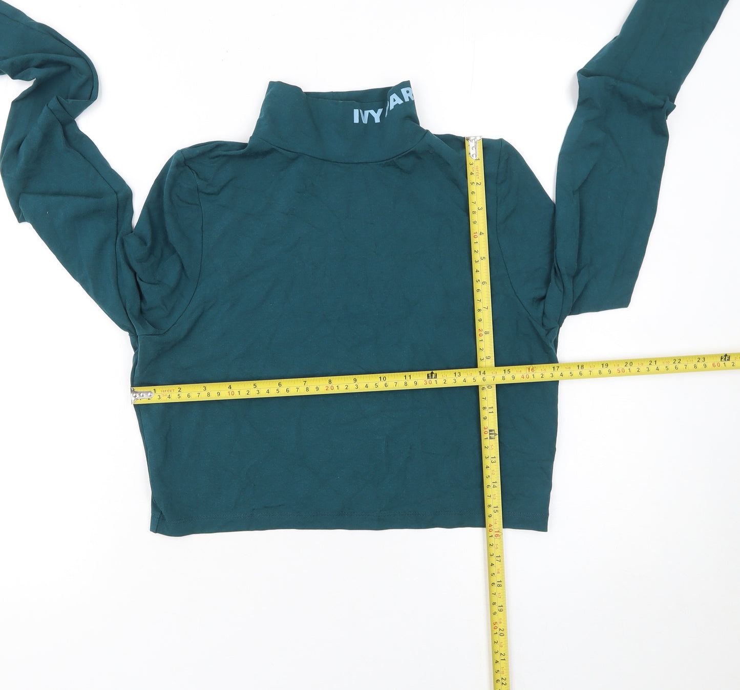 IVY PARK Womens Green Cropped Long Sleeve Roll Neck Top L